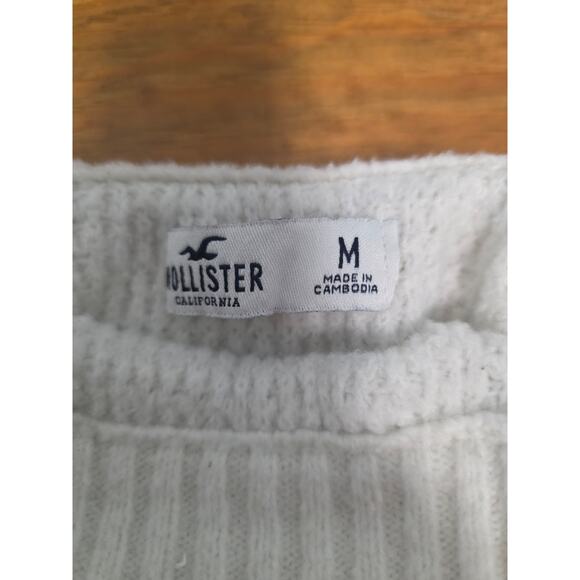 Hollister Sweater M Classic Cozy Knit White Crop High Neck Cottage Minimalist - Picture 7 of 7